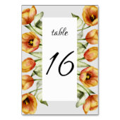 Numéro De Table Mariage des tulipes à ressort d'aquarelle (Dos)