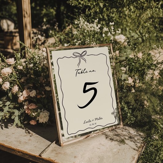 Numéro De Table Mariage Dessiné avec Fantaisie