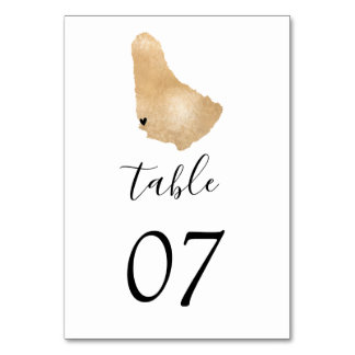Numéro De Table Mariage Destination Barbade Gold Map Coeur