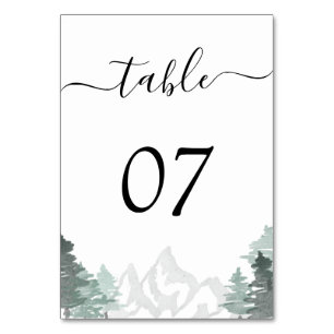 Numéro De Table Mariage Destination Mountains Forêt Rustique