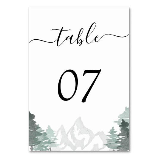 Numéro De Table Mariage Destination Mountains Forêt Rustique (Dos)