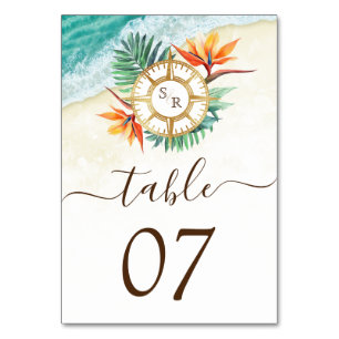 Numéro De Table Mariage Destination World Map Compas Monogramme