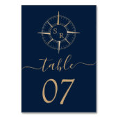 Numéro De Table Mariage Destination World Map Compas Monogramme (Par défaut)