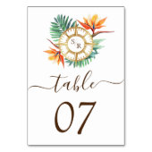 Numéro De Table Mariage Destination World Map Compas Monogramme (Dos)