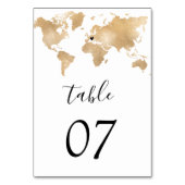 Numéro De Table Mariage Destination World Map Gold Removable Heart (Dos)