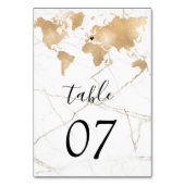 Numéro De Table Mariage Destination World Map Gold Removable Heart (Dos)