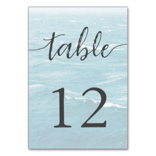 Numéro De Table Mariage d'été au bord de la mer bleue ondulée ombr