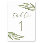 Numéro De Table Mariage d'été verdoyant. Calligraphie du feuillage (Dos)