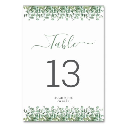 Numéro De Table Mariage d'eucalyptus (Par défaut)