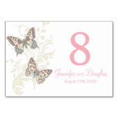 Numéro De Table Mariage deux papillons graphiques nom et date (Dos)