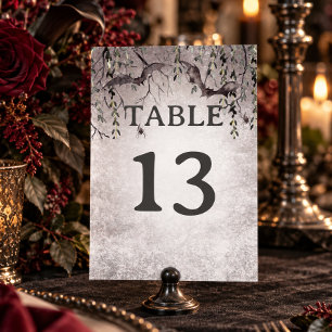 Numéro De Table Mariage d'Halloween Gothique Rustique Noir & Bourg