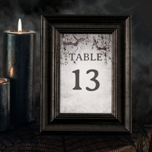 Numéro De Table Mariage d'Halloween gothique rustique noir et bord