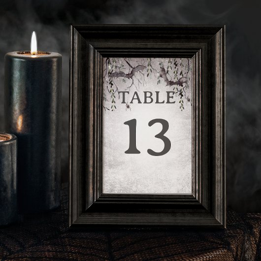 Numéro De Table Mariage d'Halloween gothique rustique noir et bord