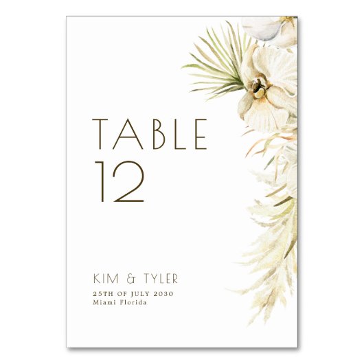 Numéro De Table Mariage d'herbe boho moderne (Par défaut)