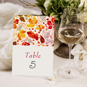 Numéro De Table Mariage d'hibiscus tropicaux d'Orange brulé