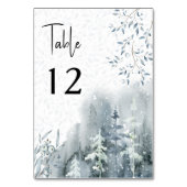 Numéro De Table Mariage d'hiver Aquarelle Forêt de neige modifiabl (Dos)
