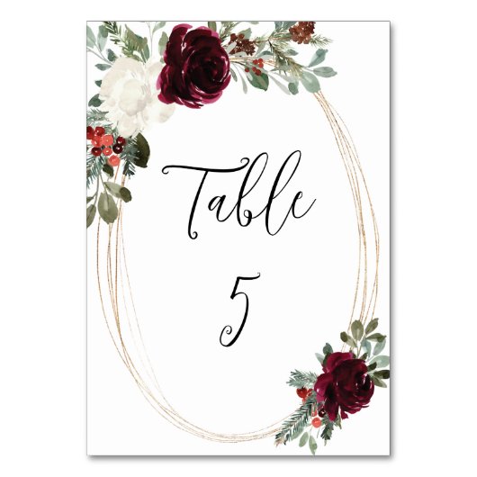 Numéro De Table Mariage d'hiver de Noël élégant (Dos)