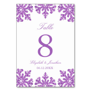 Numéro De Table Mariage d'hiver flocon de neige violet