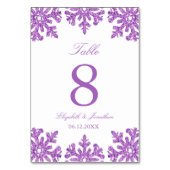 Numéro De Table Mariage d'hiver flocon de neige violet (Dos)