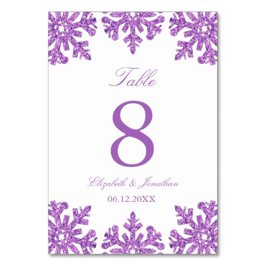Numéro De Table Mariage d'hiver flocon de neige violet (Par défaut)