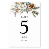 Numéro De Table Mariage d'hiver floral rustique (Dos)