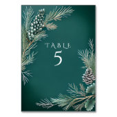 Numéro De Table Mariage d'hiver Pine Cônes Pineberries Vert Blanc  (Dos)
