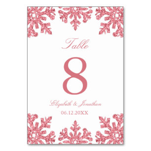 Numéro De Table Mariage d'hiver Pink Snowflake