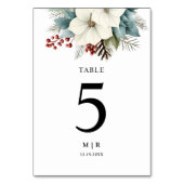 Numéro De Table Mariage d'hiver rustique bleu bleu-bleu floral (Par défaut)
