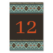 Numéro De Table Mariage d'hiver tribal ethnique rustique (Dos)