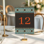 Numéro De Table Mariage d'hiver tribal ethnique rustique<br><div class="desc">Ce design mariage moderne est parfait pour un mariage d'hiver avec une ambiance tribale rustique. Personnalisez avec chaque numéro de table. Le design se répète à l'envers. Le texte peut être personnalisé en modifiant la zone de texte. Conçu pour vous par Evco Studio © à www.zazzle.com/store/evcostudio #mariage #tablenumbers #weddinginspiration #rustique...</div>