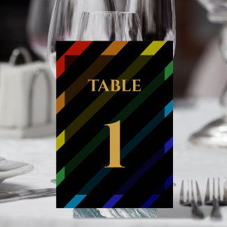 Numéro De Table Mariage d'hommes gays Élégant arc-en-ciel