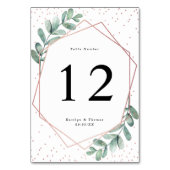 Numéro De Table Mariage d'huile d'or Eucalyptus Rose géométrique (Dos)
