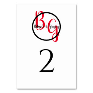Numéro De Table Mariage d'initiales personnalisées simples