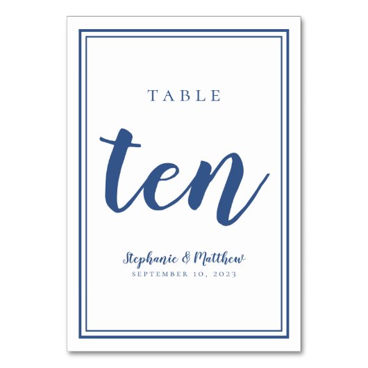 Numéro de table mariage Dix bleu et blanc simples (Par défaut)