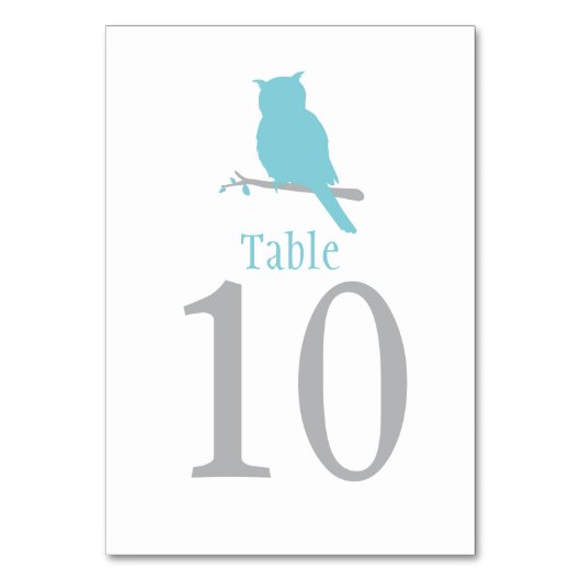 Numéro De Table Mariage d'oiseau de chouette bleue ou numéro de ta (Dos)