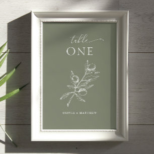 Numéro De Table Mariage d'olive de la tranche foncée Élégant vig