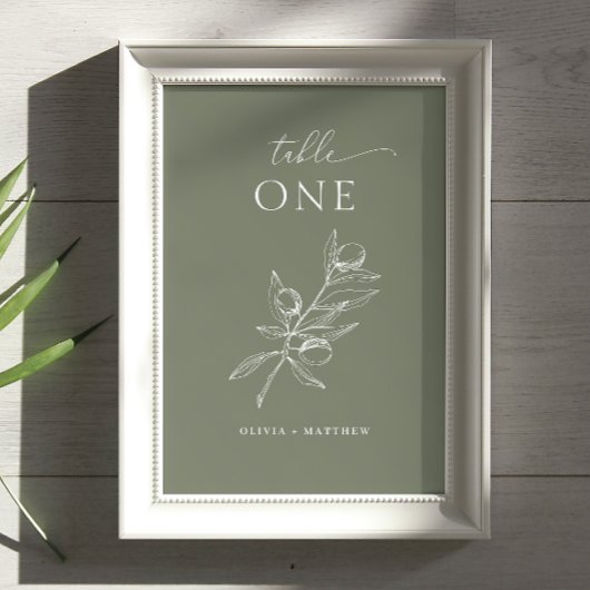 Numéro De Table Mariage d'olive de la tranche foncée | Élégant vig