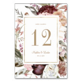 Numéro De Table Mariage d'or Fleur sauvage d'aquarelle (Dos)