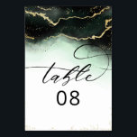 Numéro De Table Mariage doré vert émeraude Ombre Mist éthérée<br><div class="desc">Ethereal Mist Ombre Emerald Green Aquarelle Moody Mariage Design avec aquarelle peinte à la main mauvaise lessive teinte arrière - plan texture, dorure feuille d'or look lignes veining, et des pistes de points et bords confettis. Un look tendance et moderne pour toute saison, avec une palette de couleurs douces et...</div>