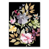 Numéro De Table Mariage Dramatique de fleurs d'aquarelle (Dos)