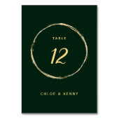 Numéro De Table Mariage du cercle d'or rustique Forest Green (Dos)