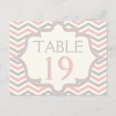 Numéro de table mariage du chevron rose, gris (Devant)