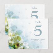 Numéro de table mariage du feuillage vert olive bl (Devant / Derrière)