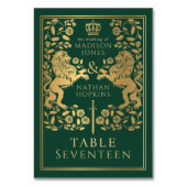Numéro De Table Mariage du lion médiéval royal vert (Par défaut)