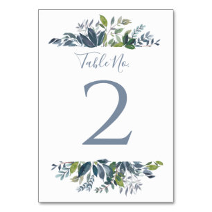 Numéro de table mariage Dusty Blue Greenery 2