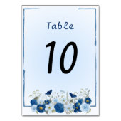 Numéro De Table Mariage Élégance Botanique Bleue (Dos)