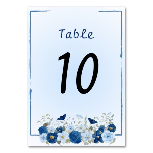 Numéro De Table Mariage Élégance Botanique Bleue (Par défaut)