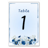 Numéro De Table Mariage Élégance Botanique Bleue (Dos)
