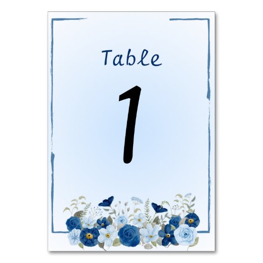 Numéro De Table Mariage Élégance Botanique Bleue (Par défaut)