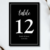 Numéro De Table Mariage Élégance Moderne Noir et Blanc